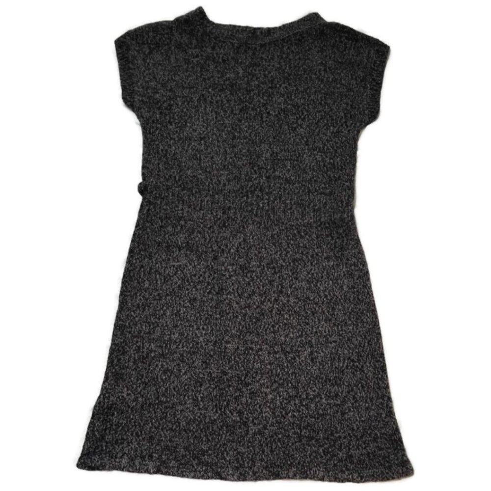 Sweater Dress Wide Neck Cap Sleeves Black Soft Acrylic Medium Above Knee